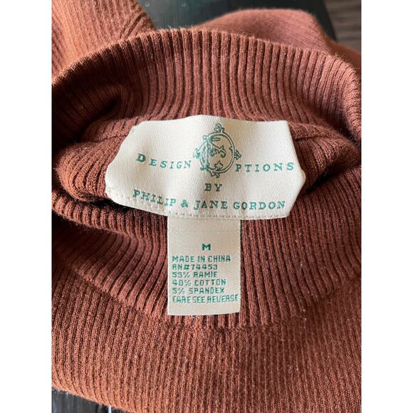 Vintage Y2K NWT Brown Mockneck Cotton Sweater Blouse Size Medium - Picture 5 of 5